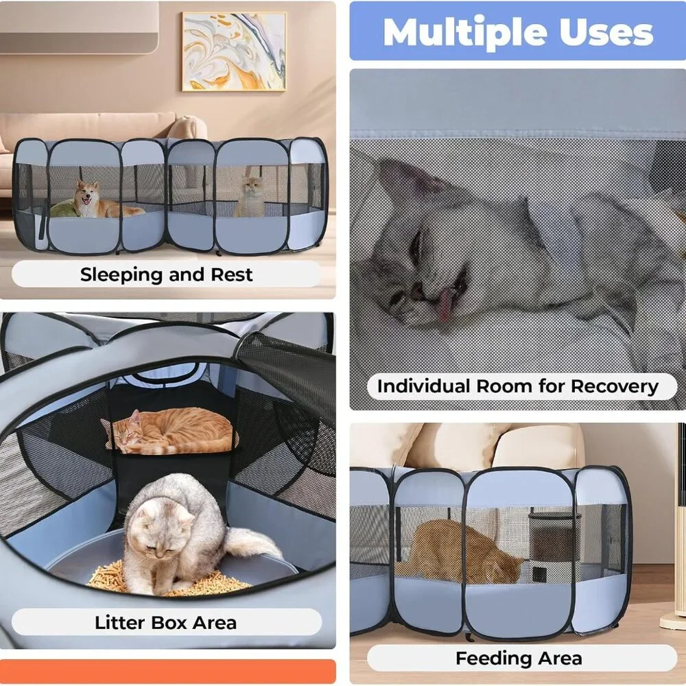 Foldable Indoor Outdoor Pop Up Playpen for Dogs & Cats - Easy Setup & Transport
